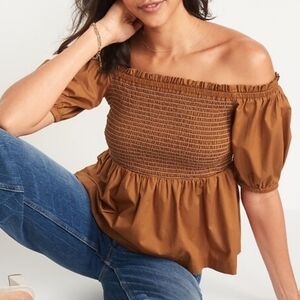 Old Navy Off Shoulder Smocked Babydoll Top